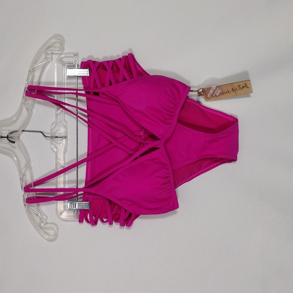 Strappy High-Waist Bikini Set in Hot Pink